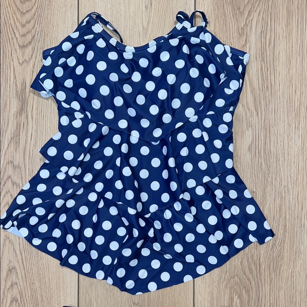 Summer Mae - Navy and White Polka Dot Swim Set - Picture 3 of 11